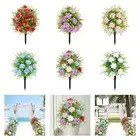Artificial Rose Flower with Ground Spike Fake Plant for Balcony Pathway Yard