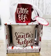 Rosemary Lane Large & Small Mug Set Adult & Child Santa's Helper & Little Elf