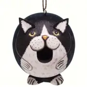 BLACK AND WHITE CAT BIRD HOUSE