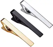 3Pcs Tie Clips for Men Tie Bar Set Necktie Clips for Wedding Anniversary Business,Men Metal Gold Silver Black Tone Simple Necktie Tie Bar Clasp Clip