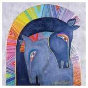 Laurel Burch Canvas Embracing Horses 15x15 *RARE* Wall Art