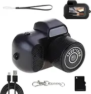 Zoomu Mini Camera Keychain, 1080p Mini Digital Camera Keychain, Tiny Digital Camera with 8 Filters Led Flash Light and HD Screen, for Record Lovers Travel Study Recording (+16G Memory Card)