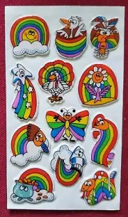 Vintage 80s! Russ Puffy Stickers- Rainbow, Star, Heart, Bird, Butterfly, Retro