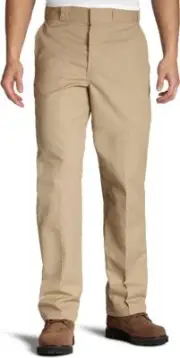 Dickies Men's Khaki 8038-KHI Flat Front Work Pants Size 30 to 42