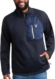 [Spyder] Men's Quarter Zip Pullover Sweater - Midweight Wind Resistant Fleece Mock Neck Sweatshirt for Workout, Hiking and Golf