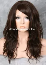 Human hair blend HEAT SAFE WIG Wavy Long Light Brown mix WBSY 6-30