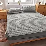 Fitted Sheet Soft Mattress Protector and 2 Pillowcases Elastic Bottom Sheet Stain Resistant Bed Sheets Breathable Bedspread Bedding Mattress Topper-Gray||120x200cm/(47.2"x78.7")
