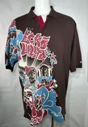 ECKO UNLTD Mens Loud And Clear Polo Dark Chocolate Size 3XL Rare Y2K