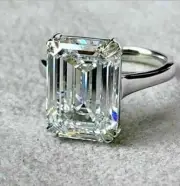 Lab-Created 5.80 Ct Emerald Cut White Diamond Wedding Ring 925 Sterling Silver