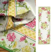 BEAUVILLE, JARDINS, YELLOW / GREEN FRENCH TABLE RUNNER, 20" x 59", NEW IN BOX