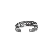 Sterling Silver .925 Vine Leaf Detailed Toe Ring Adjustable Size | Made In USA
