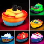 Bath Toys, 6 Packs Light up Boat Floating Rubber Set, Flashing Color Changing Li