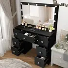 Vanity Desk Set with LED Light Mirror Large Makeup Vanity Table w/ 7 Drawers