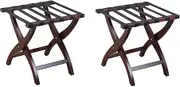 2pcs Suitcase Stand - Luggage Rack - Double Layer Luggage Rack, Solid Wood Hotel Suite Suitcase Rack, Folding Shoe Rack with Nylon Straps, Luggage Storage Rack for Home