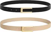 [JASGOOD] 4 Pack Women Skinny Leather Belt Solid Color Thin Waist Belt for Jeans Dress in Pin Buckle