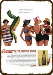 1962 SQUIRT Soda Vintage Look REPLICA METAL SIGN - SEXY WOMEN in BIKINI