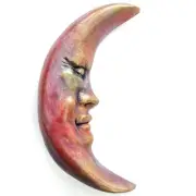 Red Crescent Moon Plaque-Style Collectible Wall Sculpture for Home & Garden