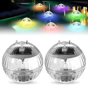NAVESO Solar Floating Pool Lighting, Pack of 2 Solar Floating Pool Light, Pond Lighting Floating, IP65 Water Light, Floating Waterproof for Swimming Pool, Pond, Fountain - 7 Colours