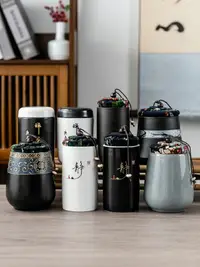 在飛比找樂天市場購物網優惠-茶葉罐小號便攜刻字陶瓷密封罐紫砂大號個性時尚儲物罐茶葉盒