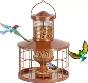 Caged Bird Feeders Squirrel-Proof, Metal, 2.8 Lbs Capacity-Cage Tube Seed Feeder