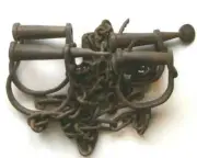 Handcuff Antique Finish Alcatraz Prisoner Transfer Iron Leg and Handcuffs W/ Key