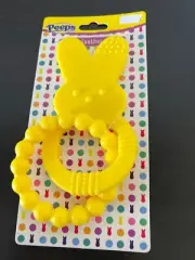 PEEPS The Easter BUNNY Silicon Baby Teether Yellow NEW ON CARD
