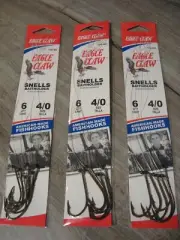 18 Snelled Eagle Claw 139 Bait Holder BaitHolder Fishing Hooks Size 4/0