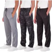3 Pack: Boys' Mesh Open Bottom Active Sweatpants with Pockets & Drawstring M