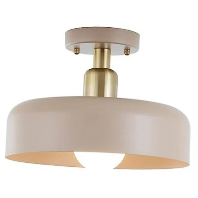 Contemporary Semi Flush Mount Ceiling Light Fixture, Brass Accent Ceiling