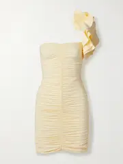 [Maygel Coronel] Maygel Coronel - Equinoccio One-shoulder Ruched Stretch-jersey Mini Dress - Yellow - One Size One Size Yellow