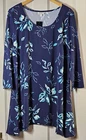 AVENUE Tunic Women 18/20 Plus NWT Floral Navy Teal 3/4 Sleeve Top Fairycore
