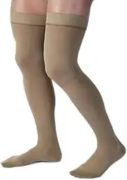Jobst for Men Ribbed THIGH HIGH Moderate Compression 15-20mmHg S, Khaki