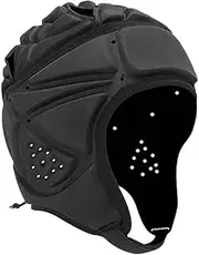 TENOL Rugby Helmet headprotect Breathable Head for Soccer Roller Skating Adult, Black