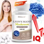 Lion's Mane Mushroom Capsules | Pure Lions Mane 2000mg Strength Extract Organic