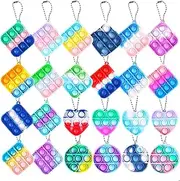 Mini Pop Fidget Keychain Toys 24 Pack Small Square Cheap Push Its Bubble Poper Bulk Hand Toy Party Favors Popitsfidgets Pops Fidgets Popets Tiny Key Chain Anxiety Stress Reliever Gifts Kids Adults