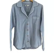 UGG PJ Top Only Women's L Raven Herringbone Notched Collar Button Front Cozycore