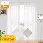 1 Pair Pinch Pleat Sheer Curtain Bedroom Window Fabric 213 / 221 / 250 cm Drop