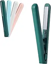Dualglam Mini Dual-Purpose Curling Iron, 2 in 1 Mini Curling Wand & Flat Iron Hair Straightener for All Hair Types, USB Rechargeable, Compact & Portable (Green)