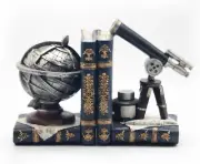Vintage Decorative Bookends, Armillary Sphere and Space Telescope Decorative Boo