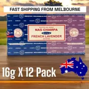 FRENCH LAVENDER NAG CHAMPA INCENSE STICKS 16g x 12bulk lot pack satya scent home