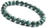 [Muko Gemstone] 7mm Natural Green Emerald Gemstone Round Beads Women Men Bracelet AAAAA, 7mm, Metal, natural emerald gemstone