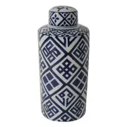 Valora Blue And White Cylinder Jar 16X35cm