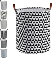 Large Round Laundry Hamper Collapsible Clothes Basket with Easy Carry Leather Handles for Clothes Toys Storage(hsj)
