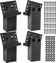 (4-Pack) Calvana 4x4 Black Steel Deer Stand Bracket, Heavy-Duty Deer Blind Brackets with 48 Hex Screws and 48 Nail Washers, for Hunting Blind, Elevator, Tree Stand Accessories, Rust Resistant