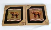 2 Accents On Design 2003 VTG Ceramic Tile Trivet Wall Plaque Brown Bear NEW
