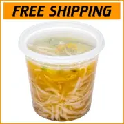 Asporto 24oz Round BPA-Free Microwavable Soup Containers with Lids - 100 Pack