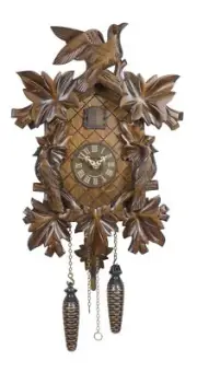 Quartz Cuckoo Clock 7 leaves, 3 birds, with music TU 352 QM NEW