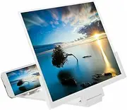 HEATSHAKING Phone Screen Magnifier Video Amplifier with Pulling Type Folding Rack for Home Office Lightweight Compact Design for Easy Viewing White