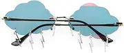 [ROMISBABA] Blue Light Glasses Women Festival Shades Rimless White Sunglasses Clouds Sunglasses Party Unique Clouds Eyeglasses
