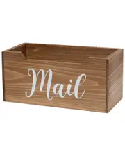 Lalia Home Rustic Farmhouse Wooden Tabletop Decorative Script Word "Mail" Organizer Box